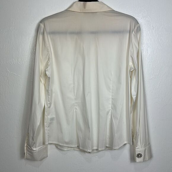 David Brooks Women's Cotton Blend Off White Button-Up Shirt Size 12 - Picture 4 of 11